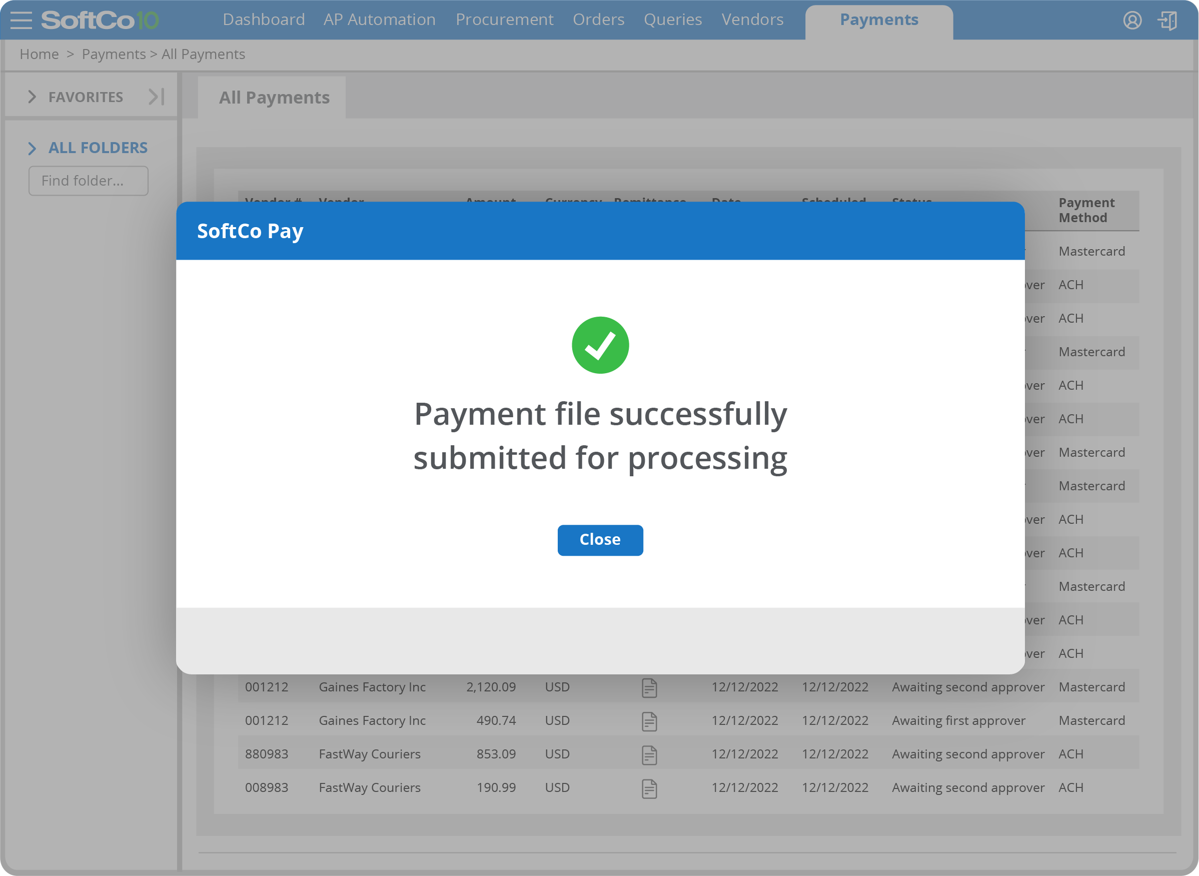 SoftCoPay submitting payment file
