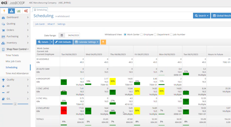 JobBOSS² screenshot: Scheduling and Shop Floor Software