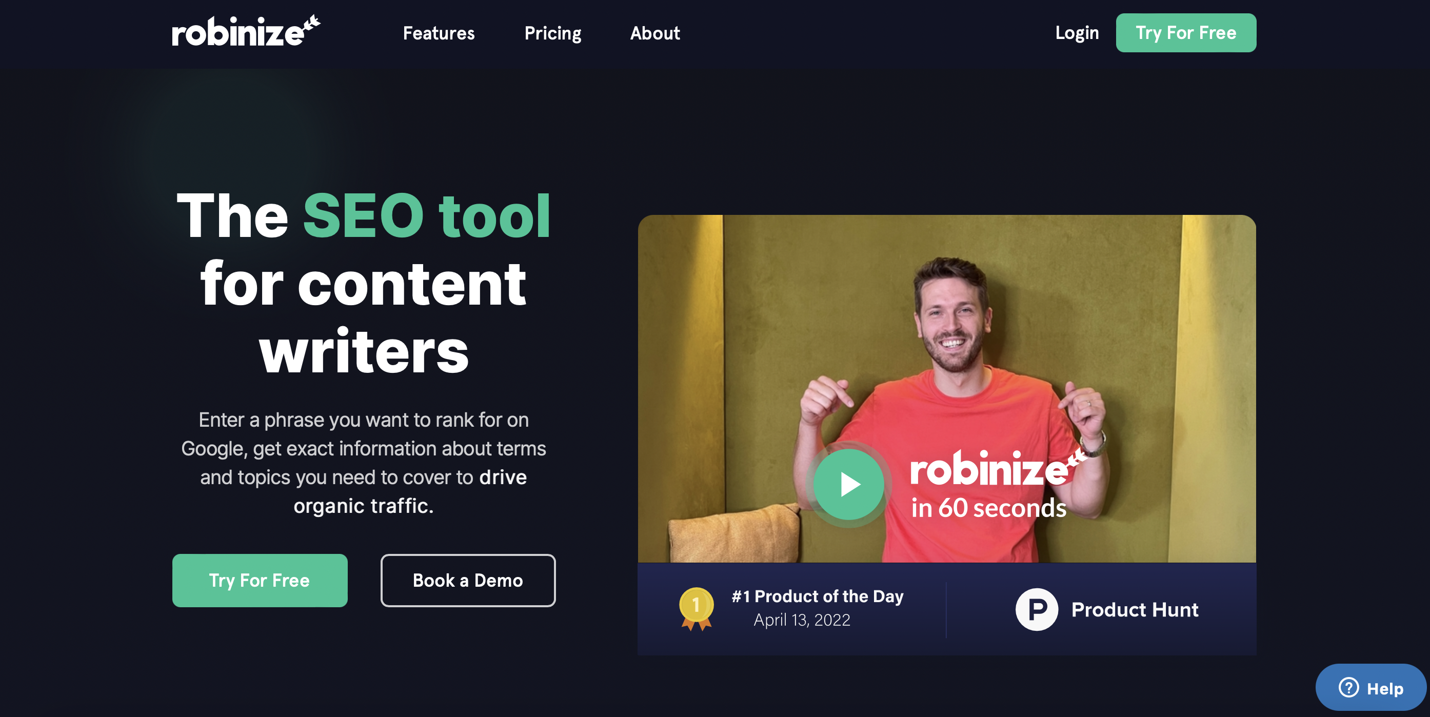 Robinize is the tool you need to research, write and optimize your content for SEO.