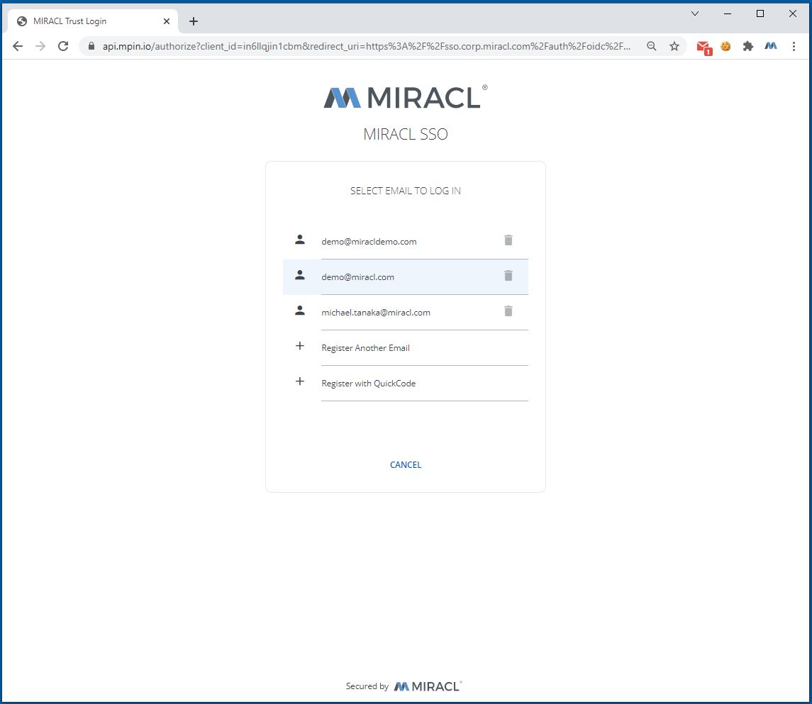 MIRACL Trust multiple users on one device