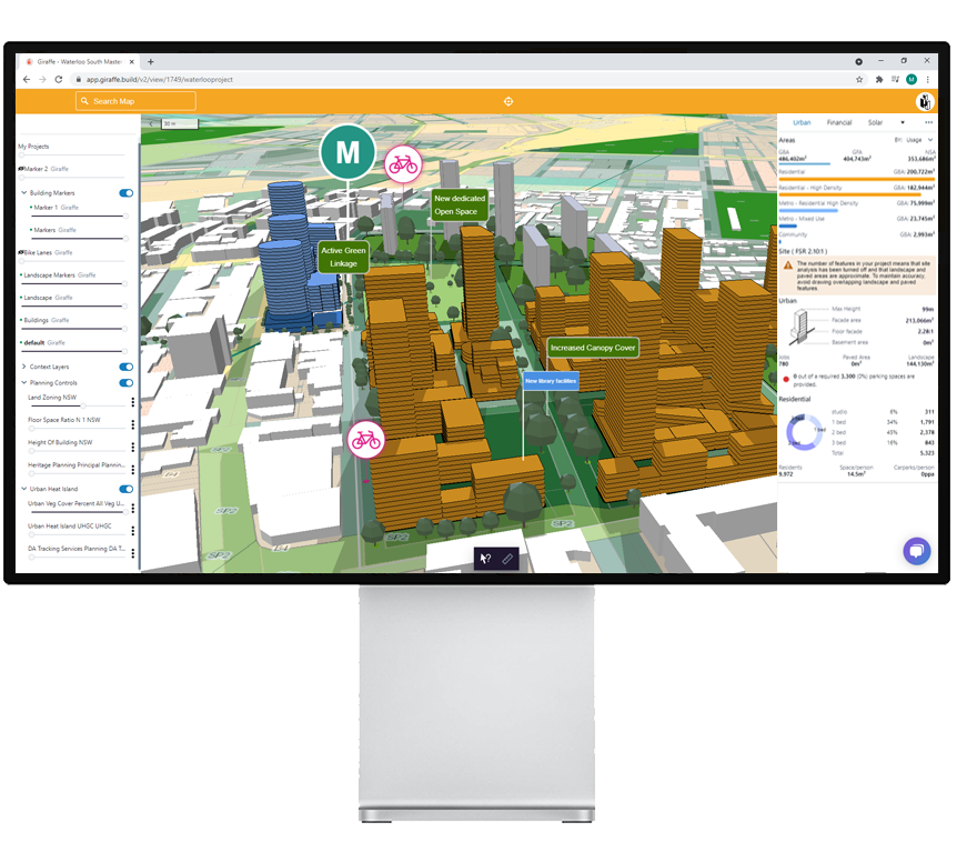 Giraffe screenshot: Accelerate your ability to scale by conducting site analysis in real time with your design