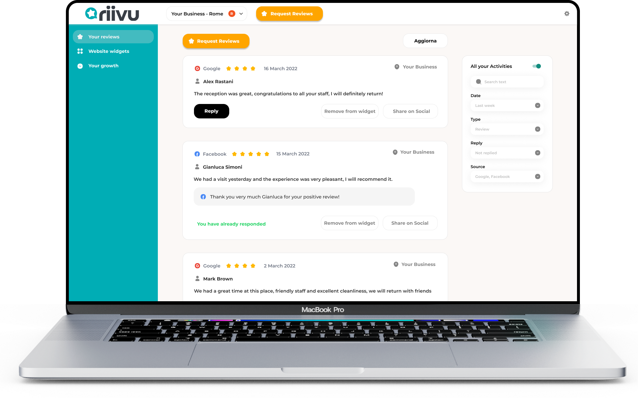 Easy to Use Dashboard for Managing Reviews