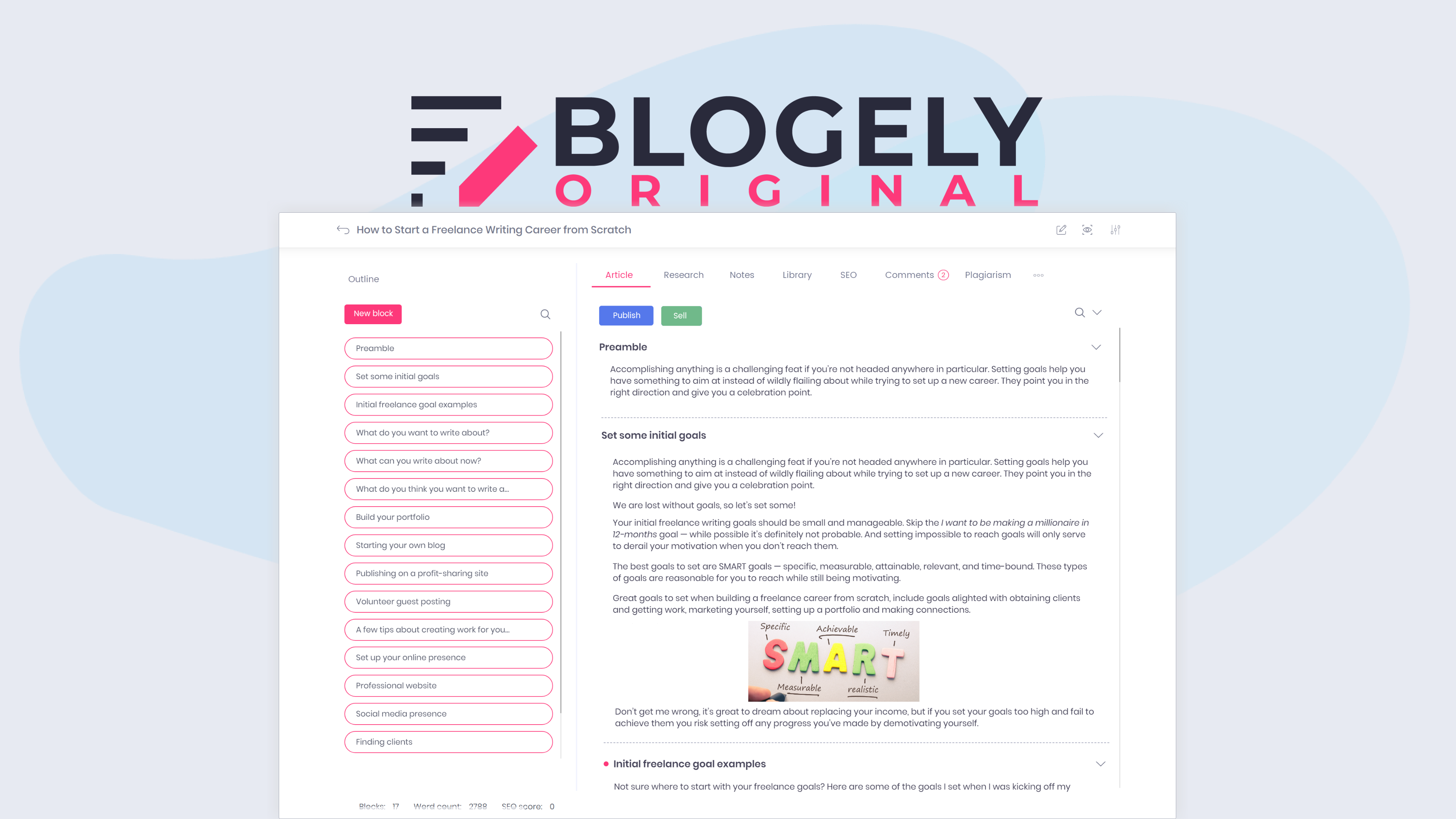 Blogely Content Marketing and blog SEO optimization for online creators.