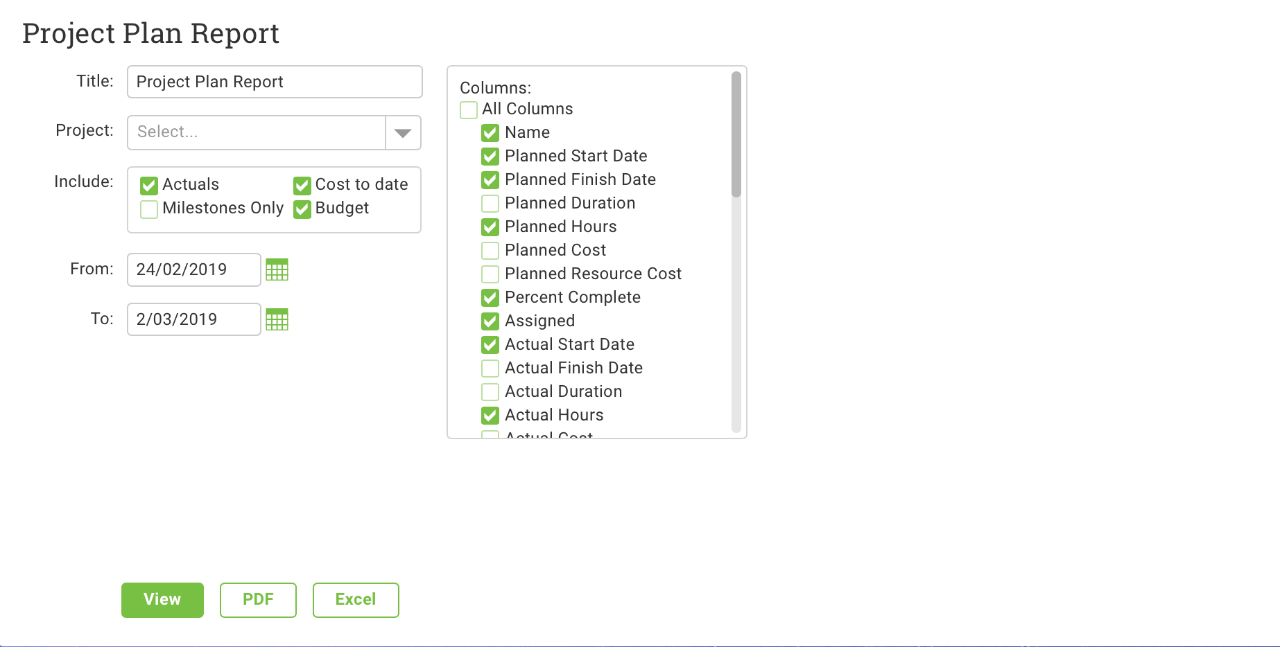 Generate project reports