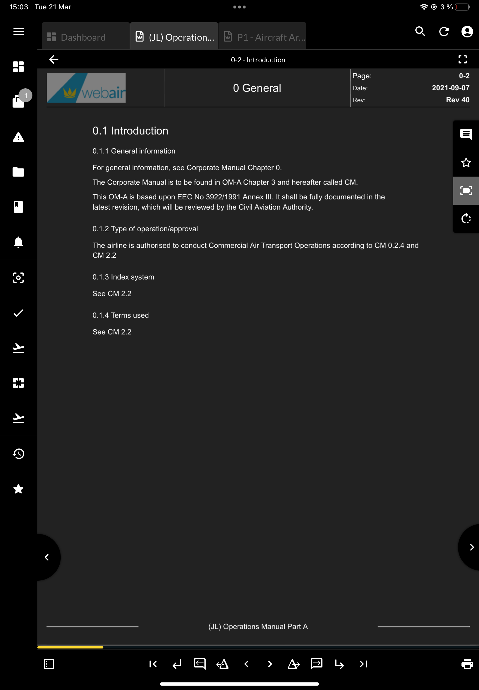 Reader View Dark mode in the Web Manuals app