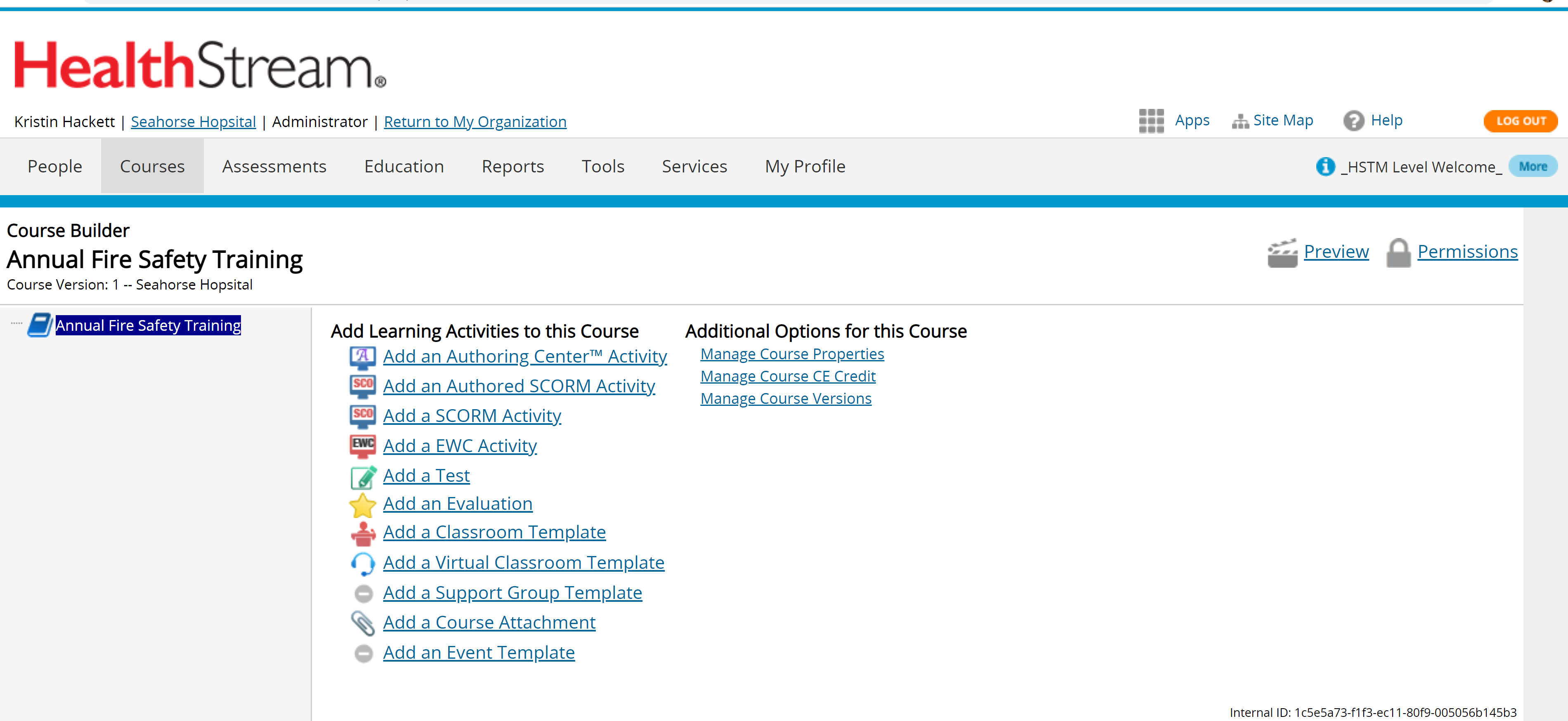 HealthStream Content Creation screenshot: HealthStream courses