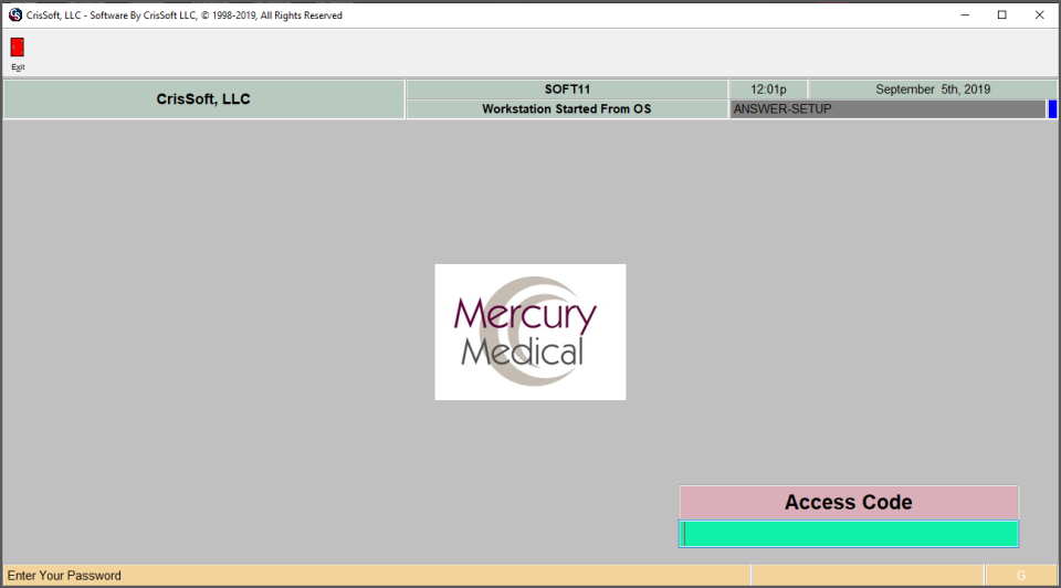 Mercury Medical Software - Mercury One login via access code