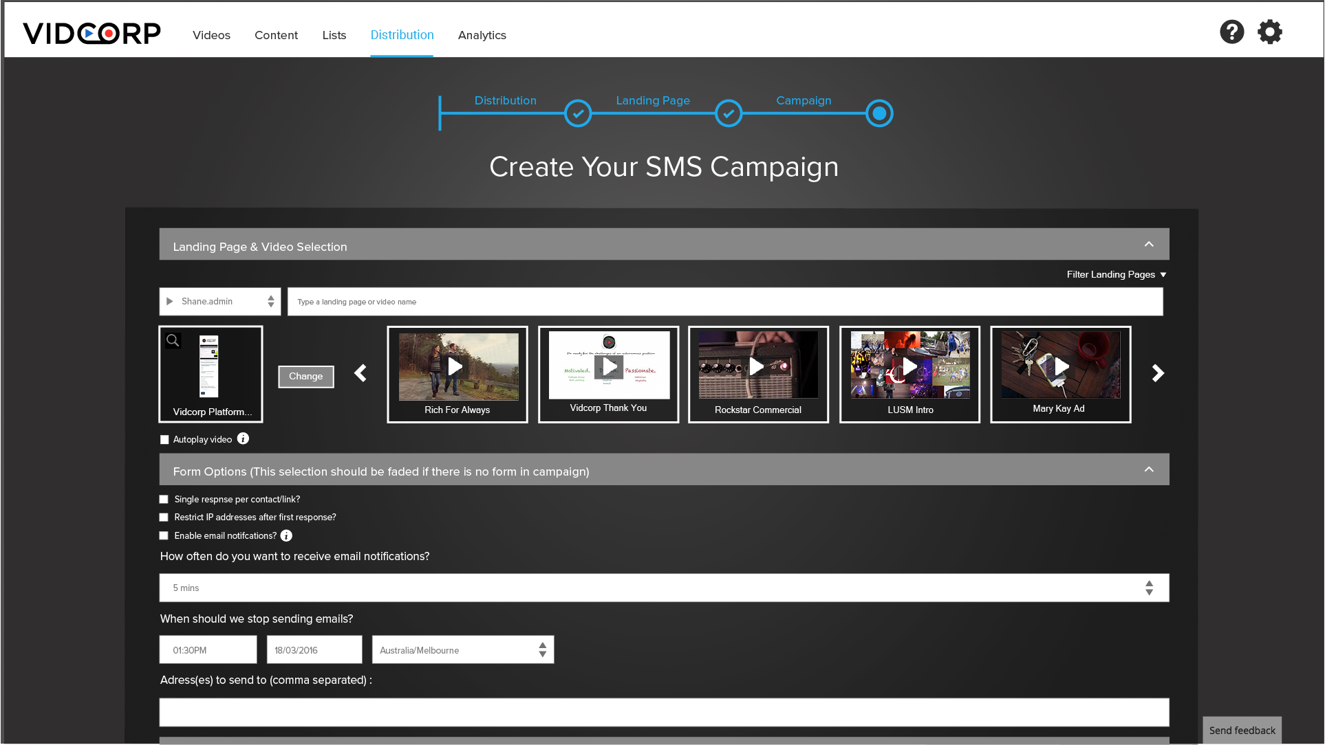 Create SMS campaign