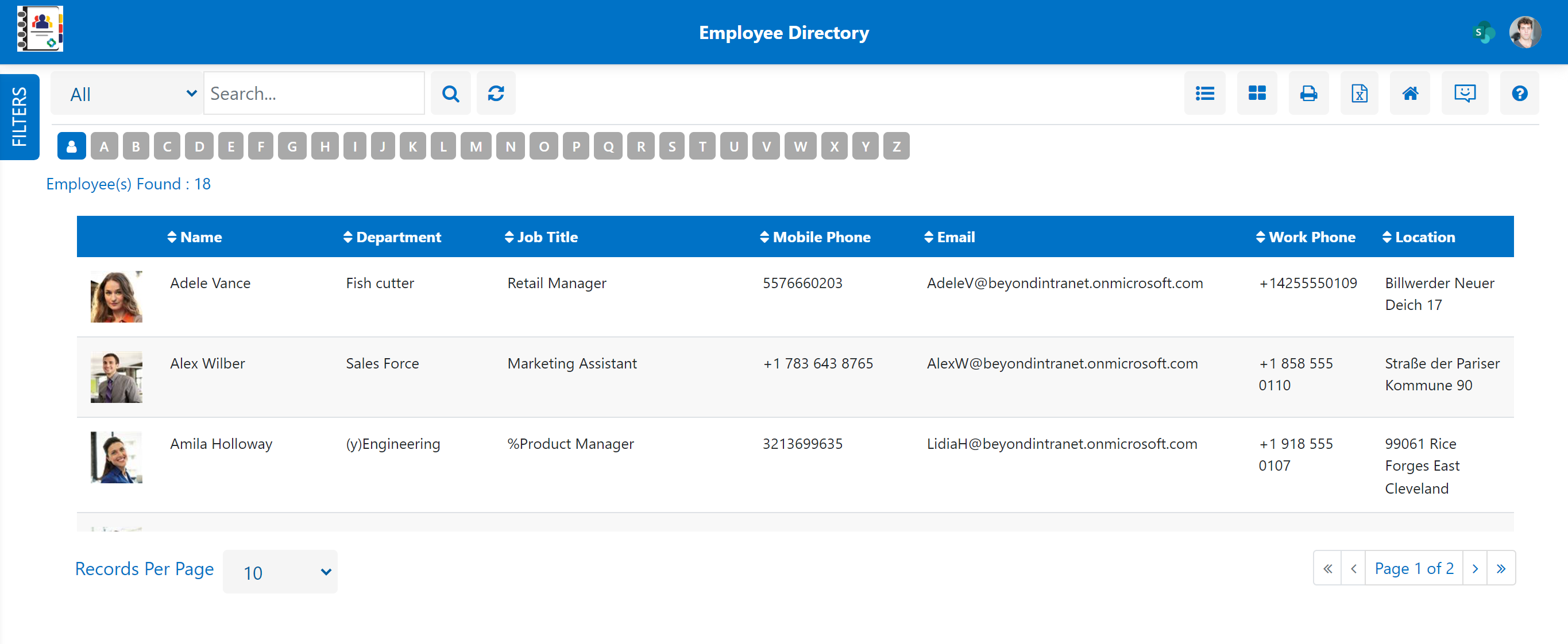 Employee Directory List View