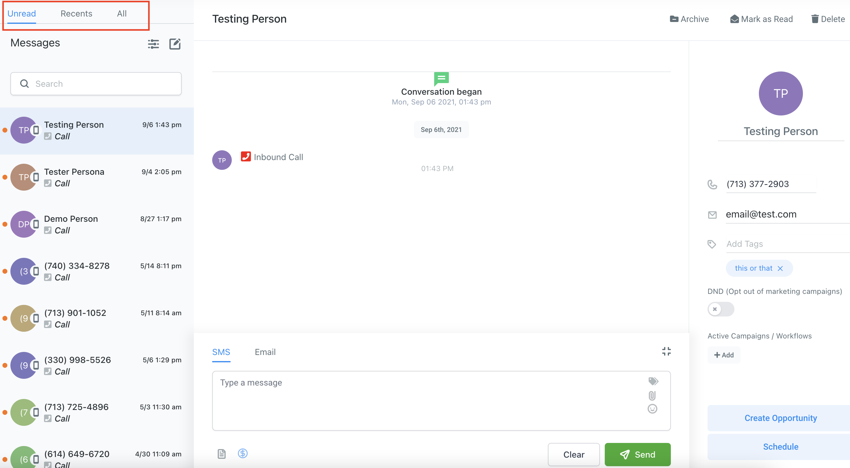 Manage Conversations in One Place (Email/Text/Social/Calls)