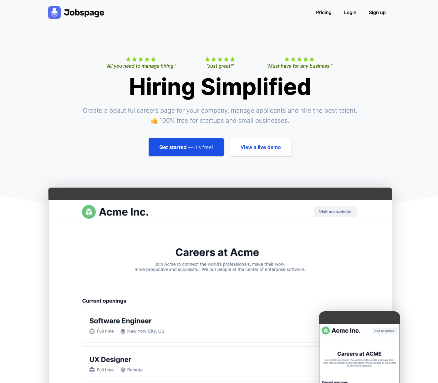 Jobspage Software - Jobspage homepage