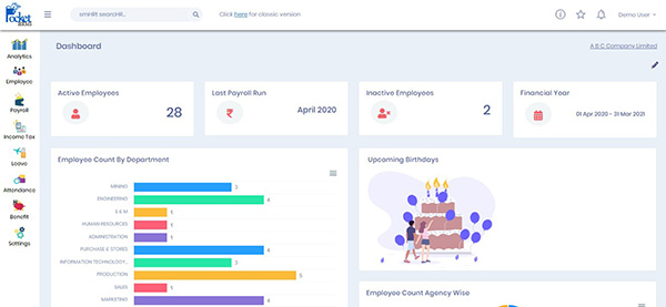 Pocket HRMS Software - Pocket HRMS dashboard