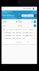 CSG Central screenshot: CSG Central timecard entry