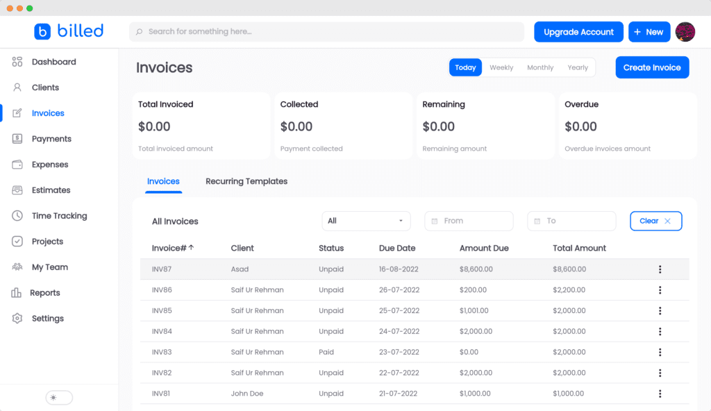 Billed Software - Invoices