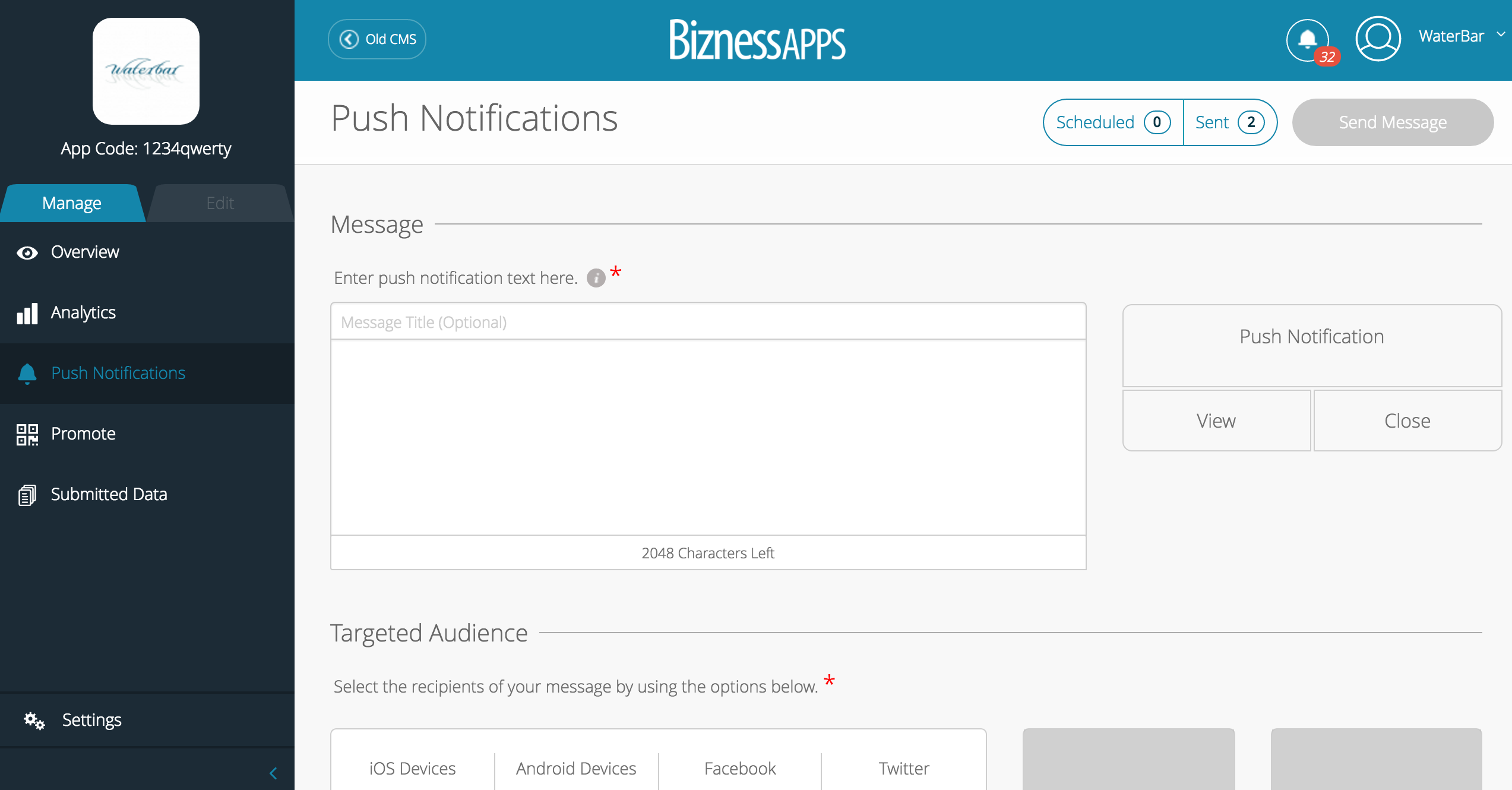 Bizness Apps Software - Push notifications