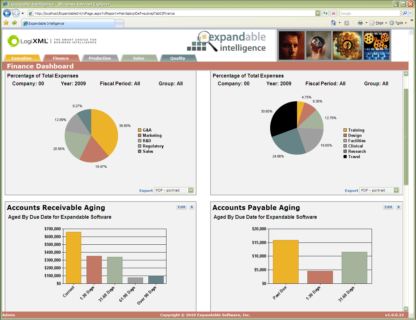 Expandable ERP Software - BI dashboard