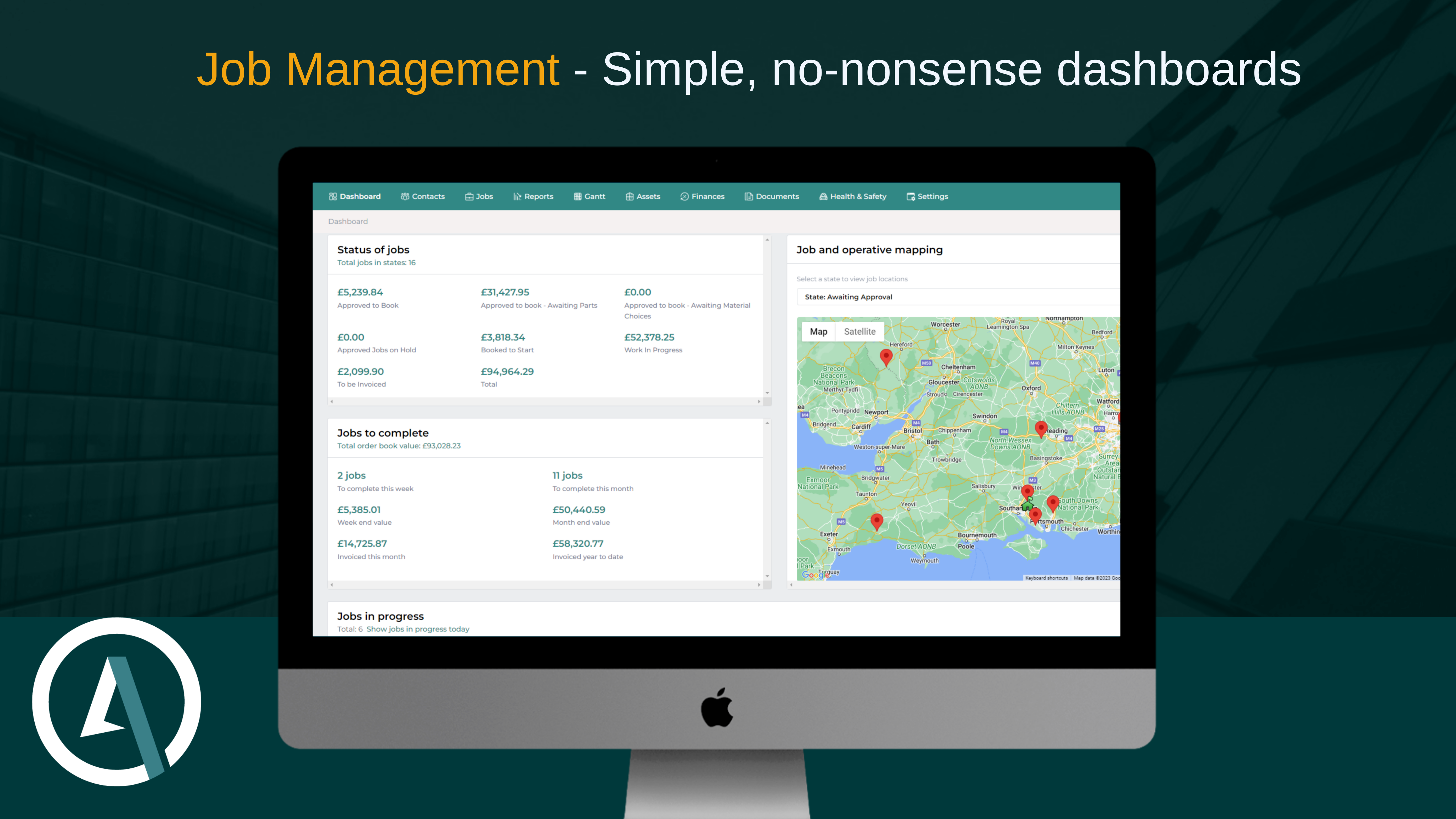 Acumen Job Management screenshot: Acumen Job Management dashboard