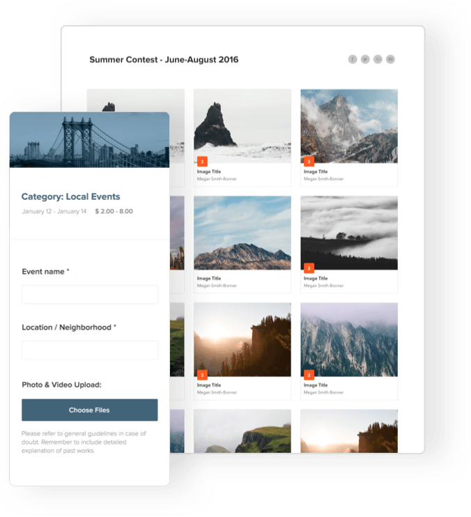 Display galleries and host voting with content submission galleries