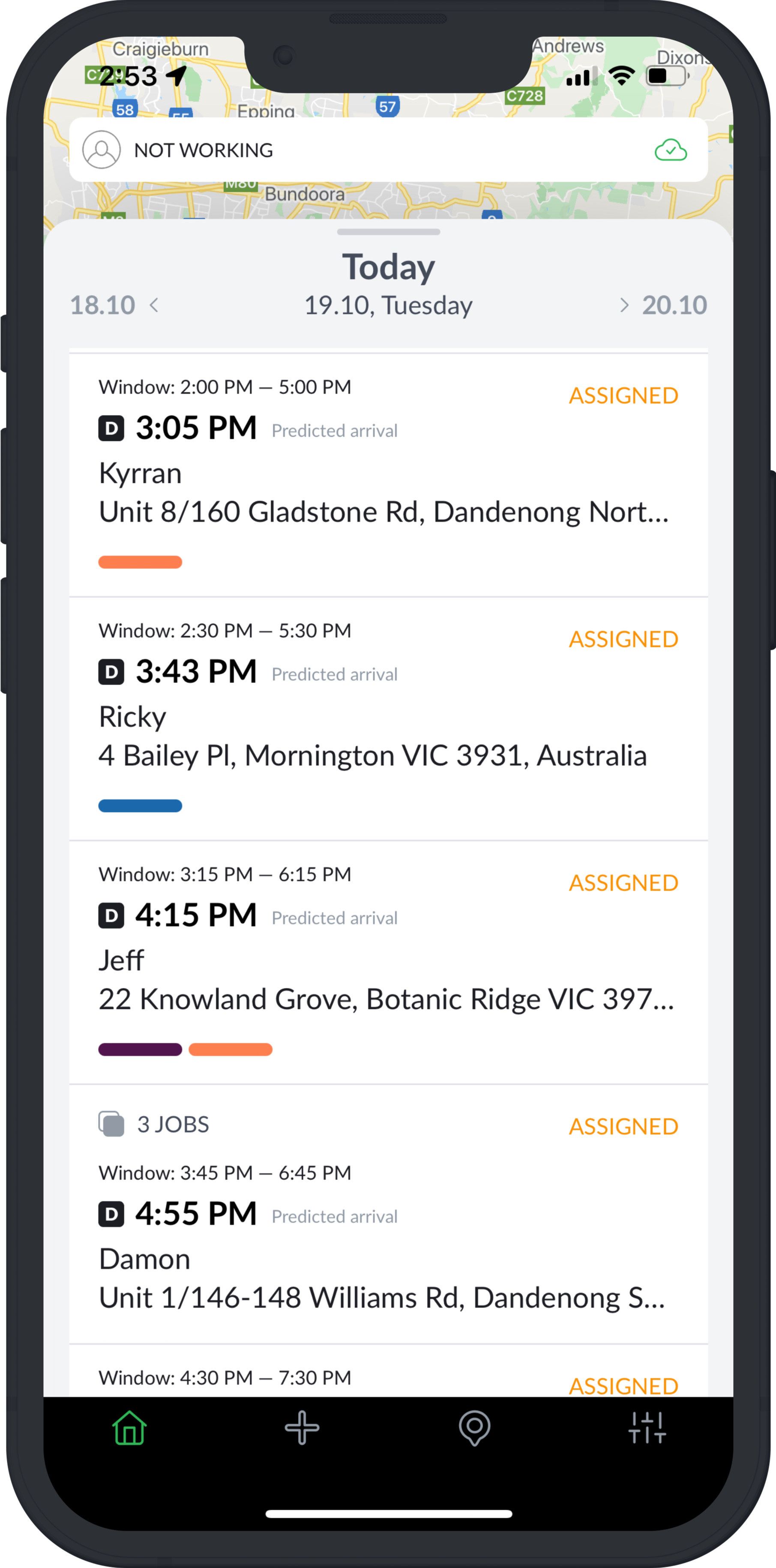 Radaro Software - Job Overview Screen