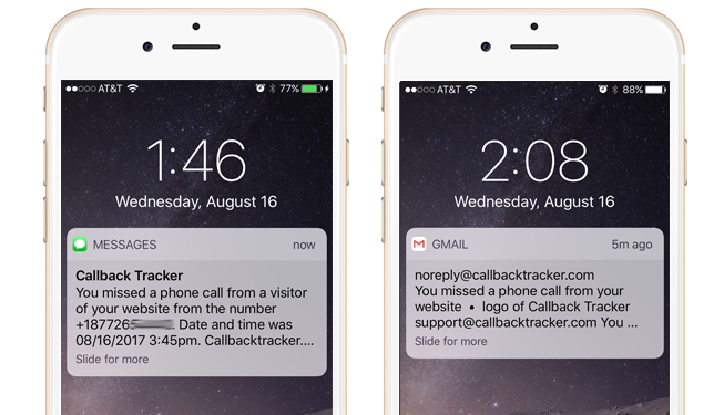 Callback Tracker Software - Send SMS and email push notifications to all contacts and associates linked to a user account