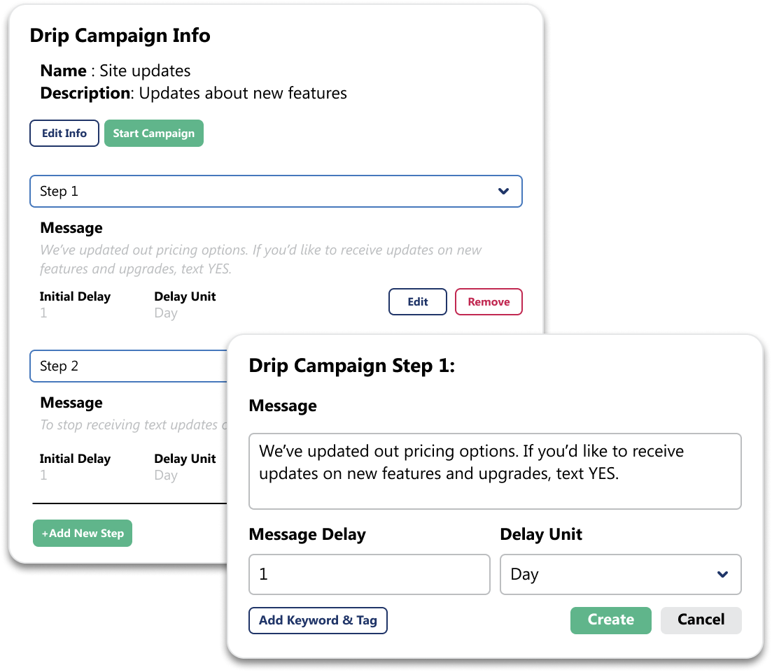 Automate conversations and send scheduled messages with your customers with Smart SMS Campaigns.