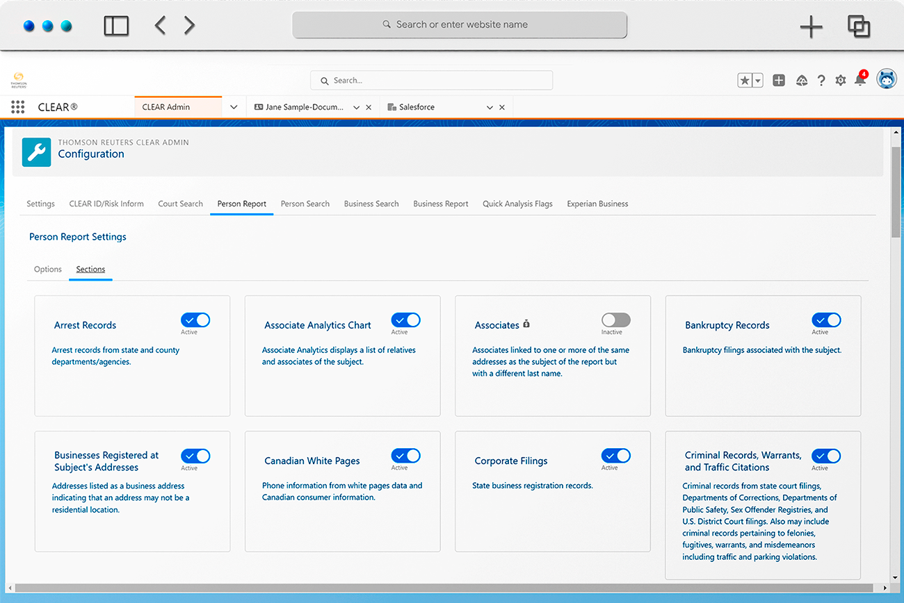 Thomson Reuters CLEAR screenshot: Thomson Reuters CLEAR accessing public records