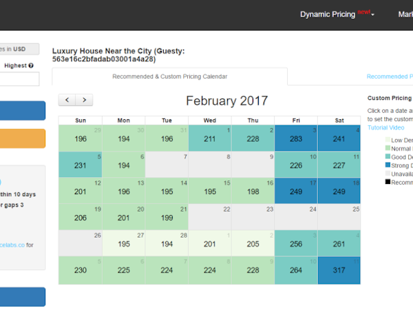 PriceLabs Software - Review prices calendar