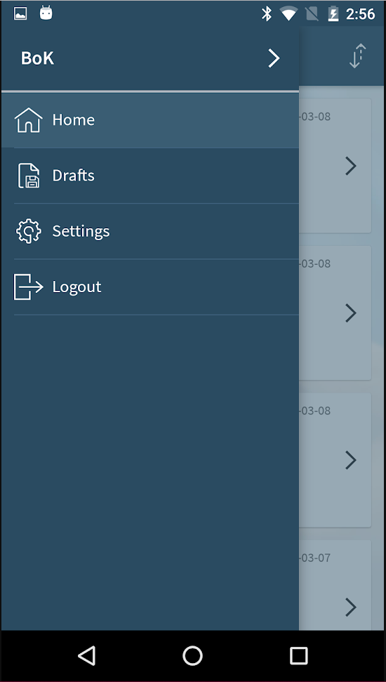 Galisto screenshot: Galisto navigation menu