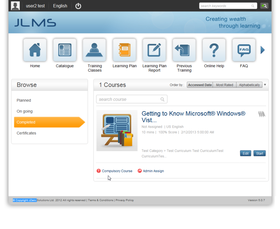 JLMS Software - JLMS User Learning Plan