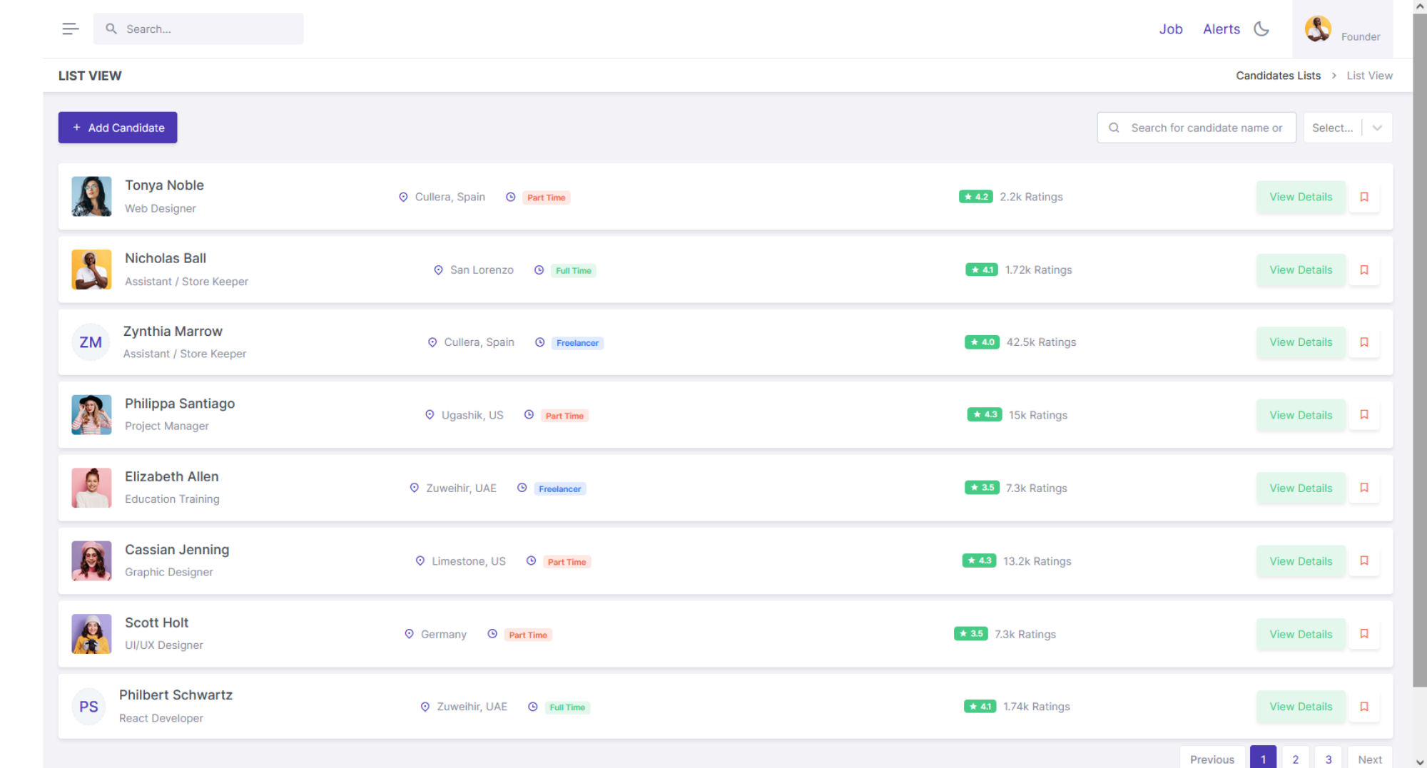 360HR screenshot: Manage your applicants easily