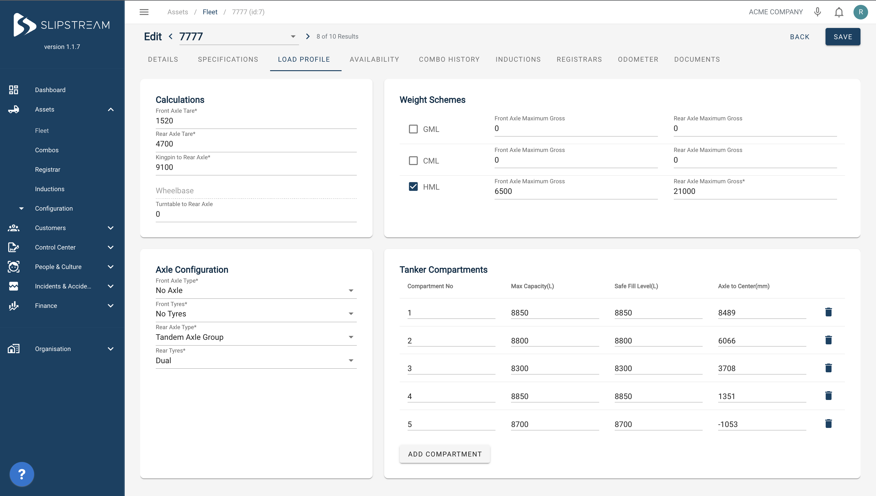 Slipstream CLEAR Software - Fleet Load Profiling