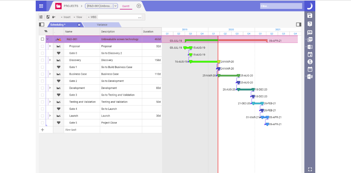 Planisware Enterprise Software - Planisware Enterprise Gantt chart