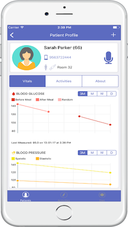 MyCooey screenshot: Monitor patient vitals and use voice logging features