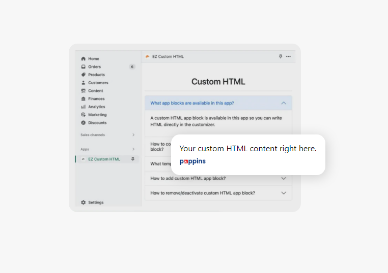 poppins custom HTML