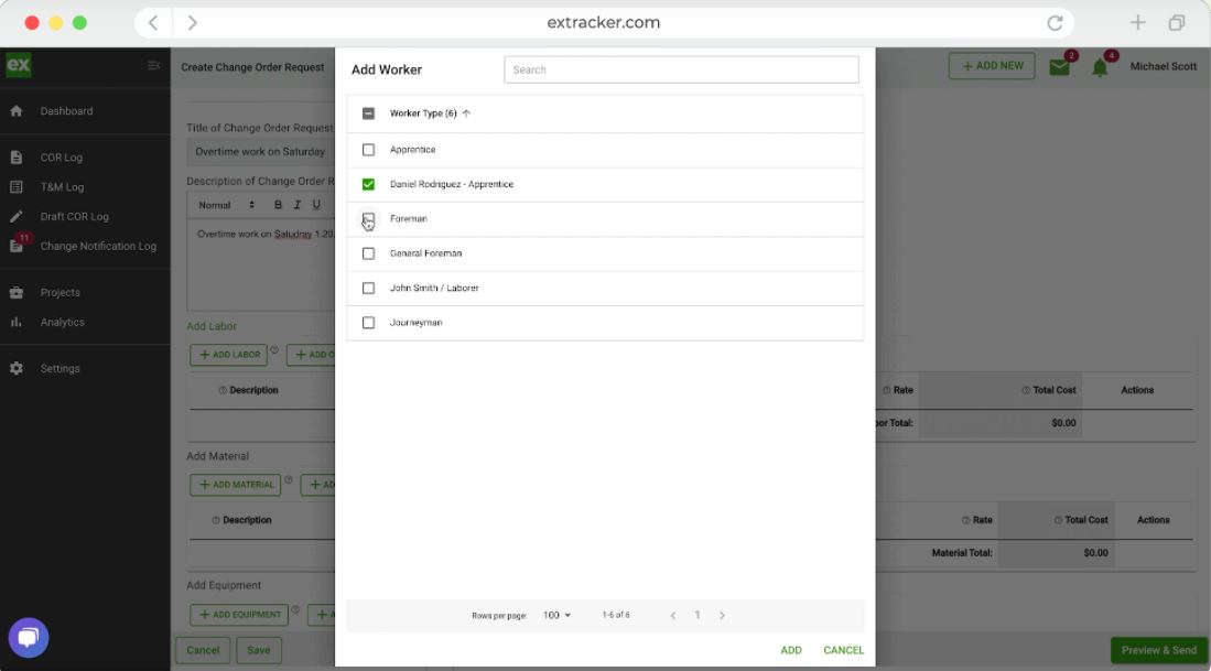 Clearstory screenshot: Extracker Labor Details