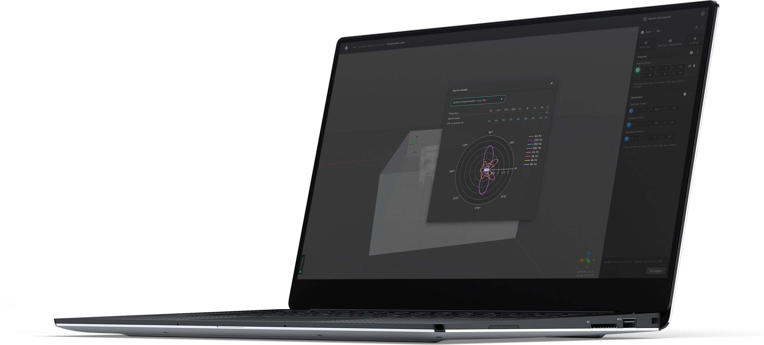 Treble Acoustic Simulation Suite Software - Study the interaction between complex acoustic sources / sound systems and acoustic environments with ease and accuracy. A large database of sound sources included, as well as the ability to import your own loudspeakers and sound systems* (coming soon)