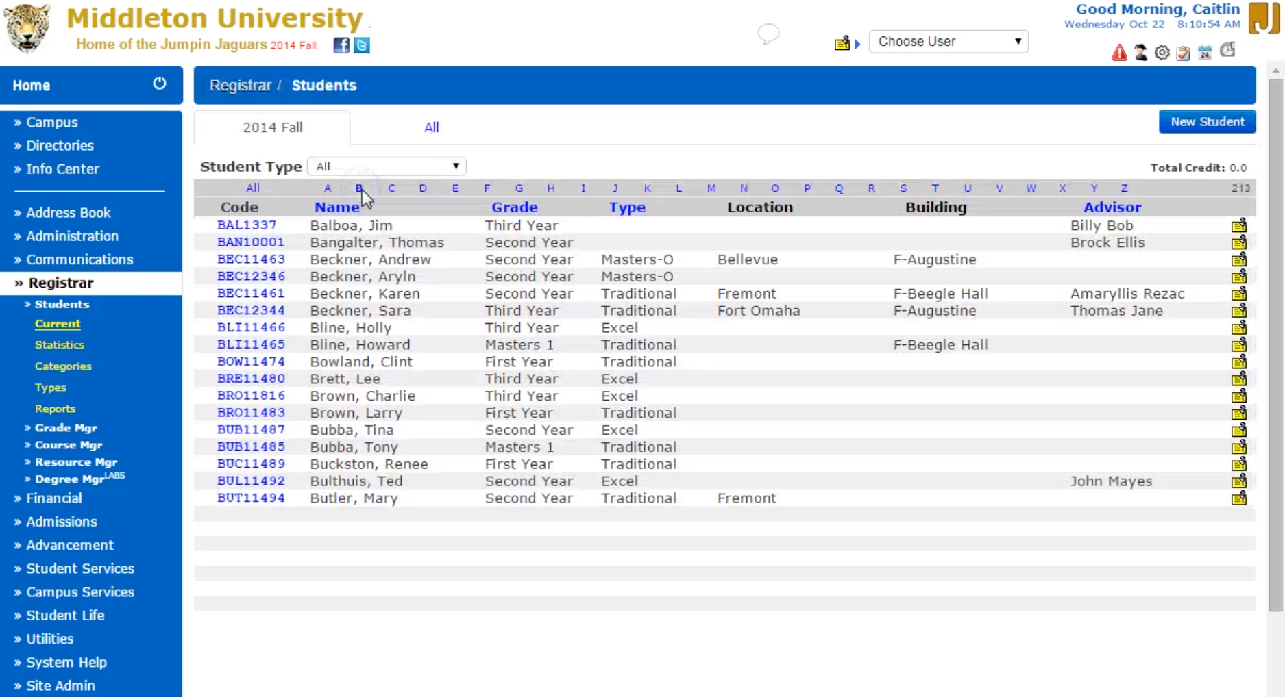 Sycamore Campus student database
