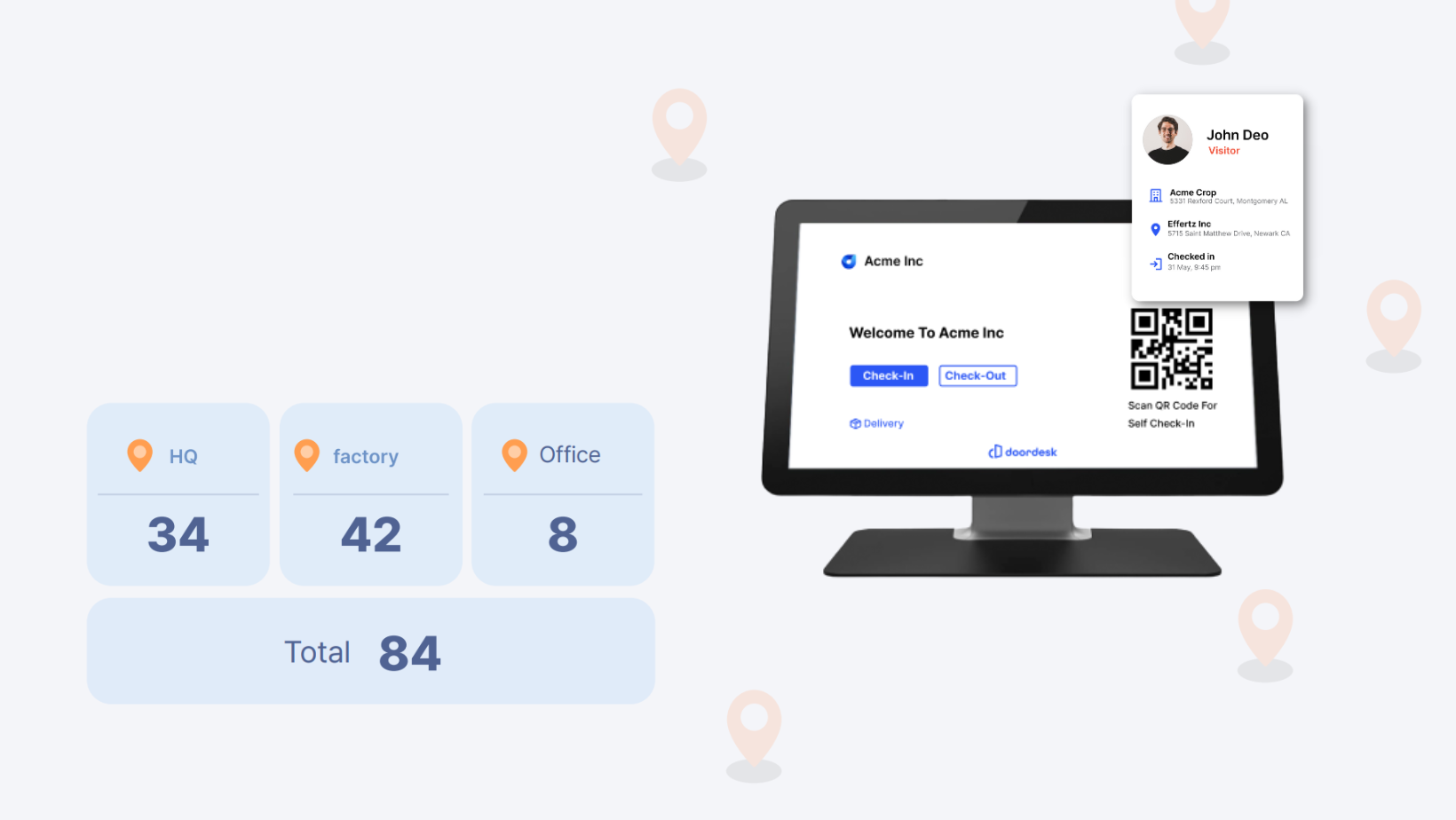 DoorDesk excels in multi-location visitor management. With its robust features, it enables businesses to efficiently manage visitors across different locations, streamlining the process, enhancing security, and providing a cohesive visitor experience