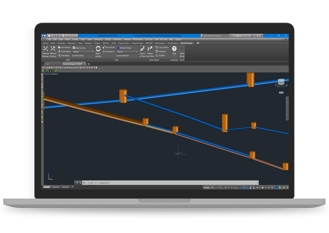 Causeway Drainage Design Software Software - Causeway Flow integrated with CAD