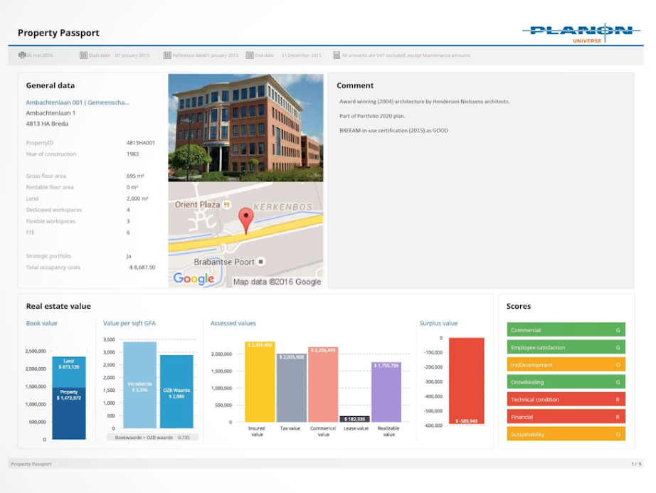 Planon Universe property passport screenshot