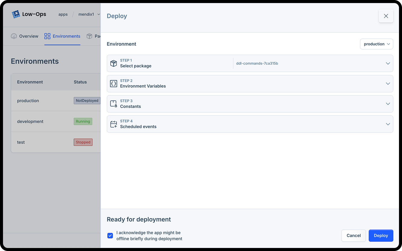 Low-Ops Software - Low-Ops one click deployment