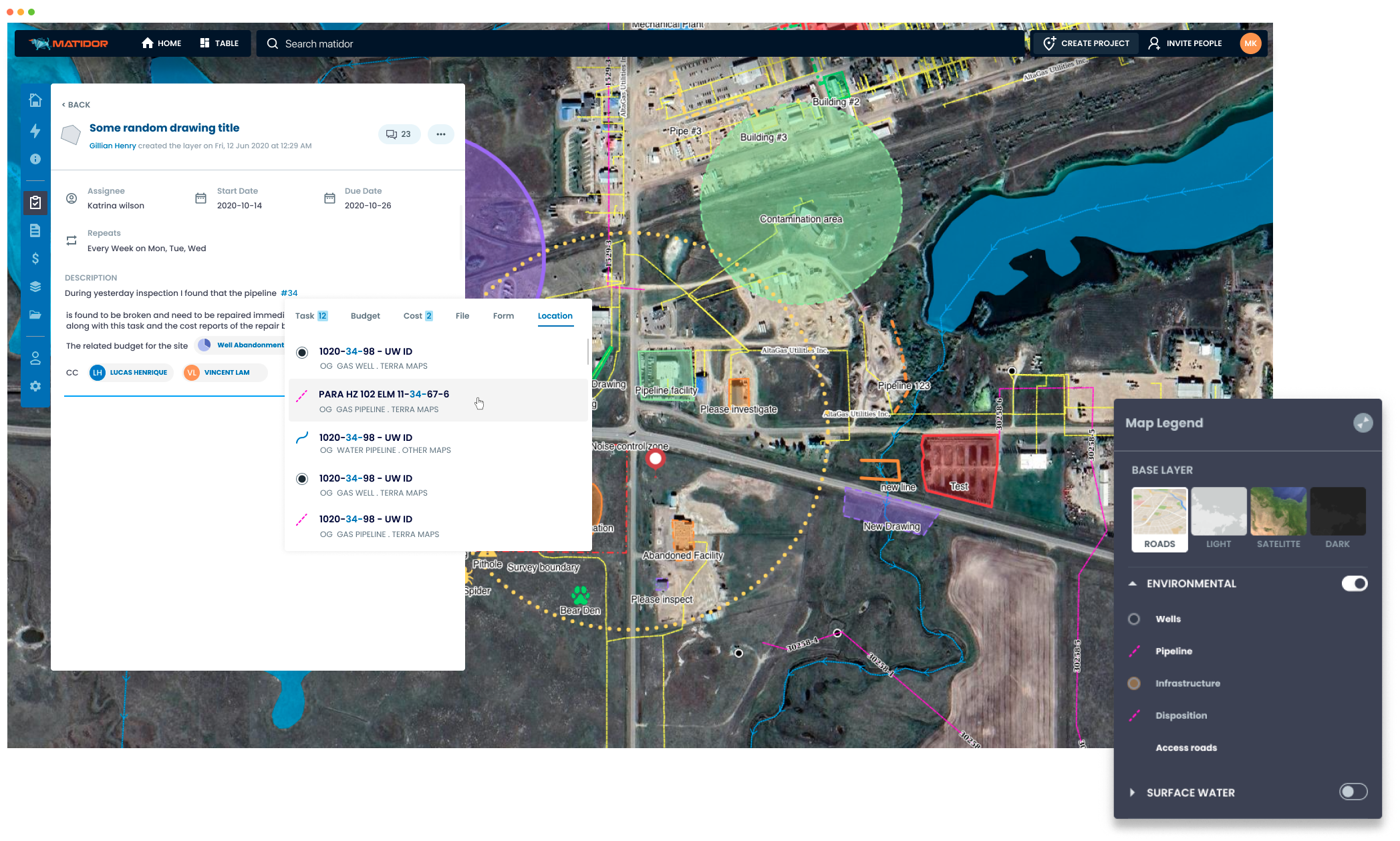 Matidor screenshot: Map Layers & Drawing tool