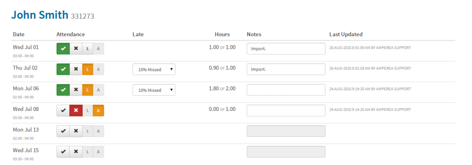 ampEducator Software - Track & view student attendance, and add notes