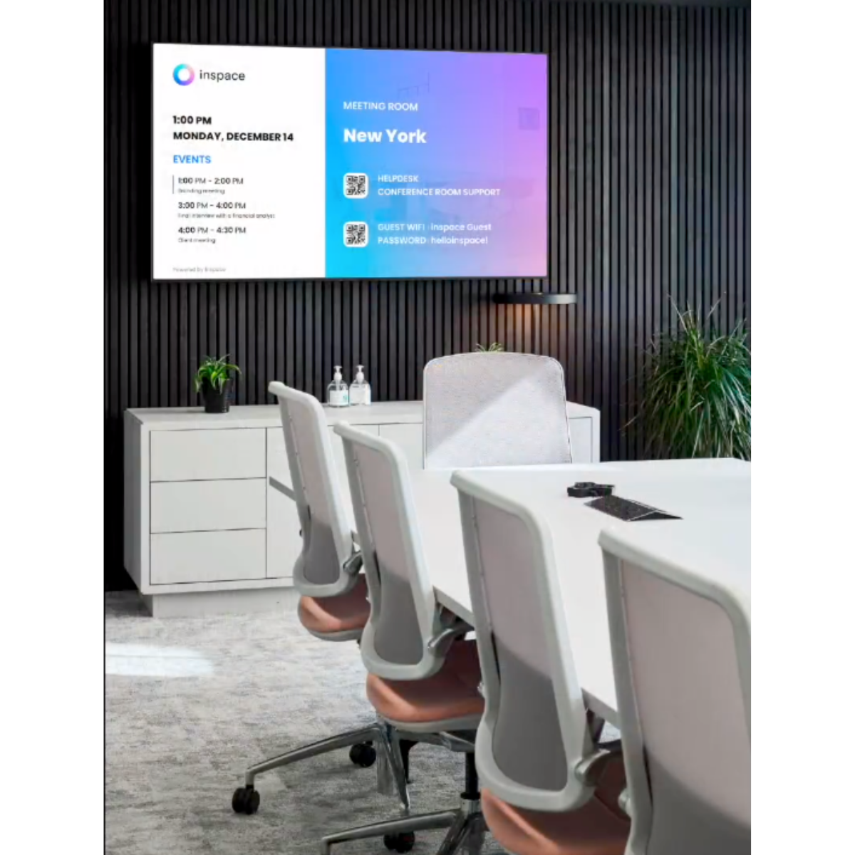 Meeting room panel screens can also be used to show customizable screens with meeting room details