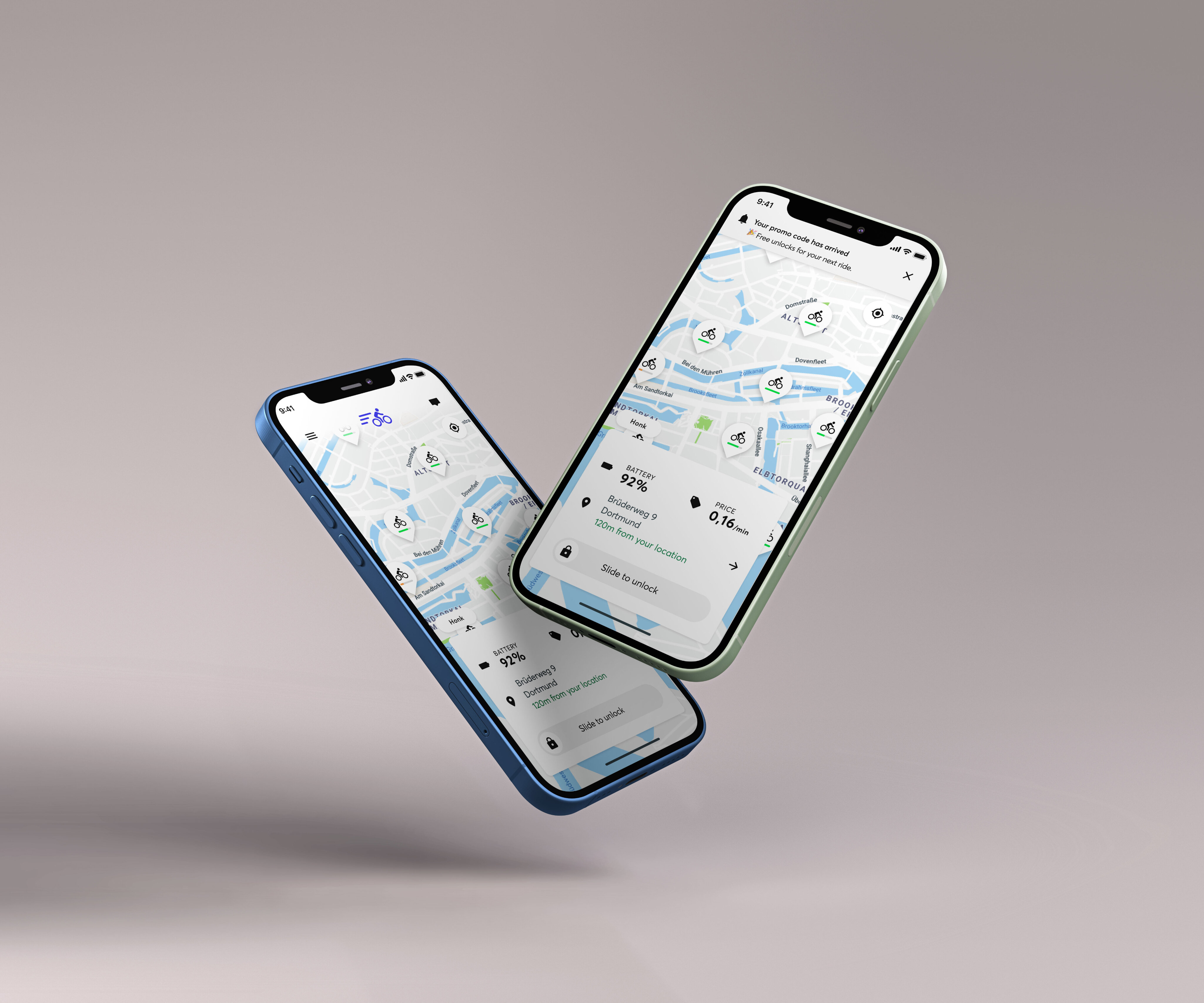 Vehicle sharing software screenshot: Wunder Mobility's white label app