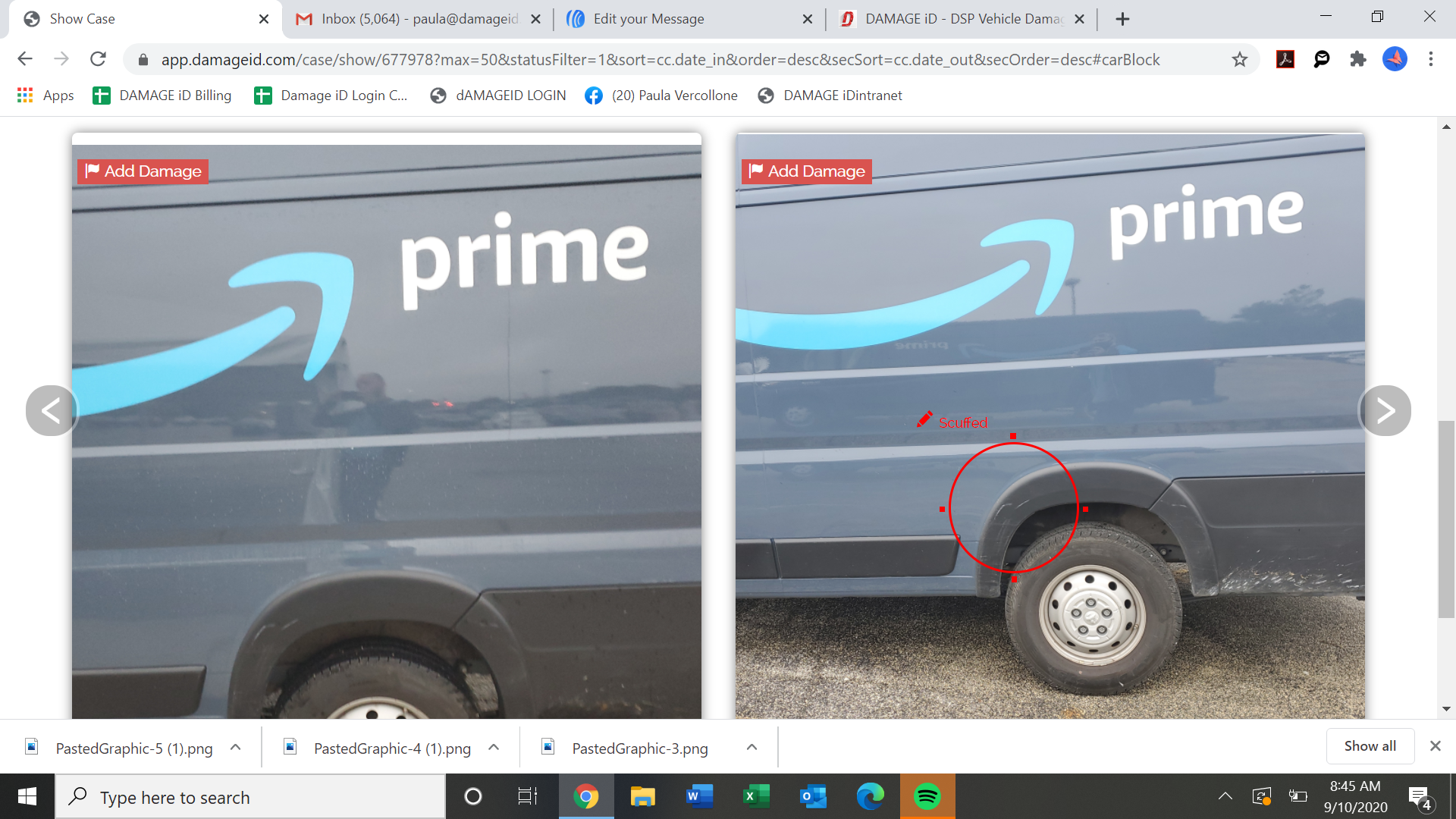 Amazon DSP Van marked Damage right tire