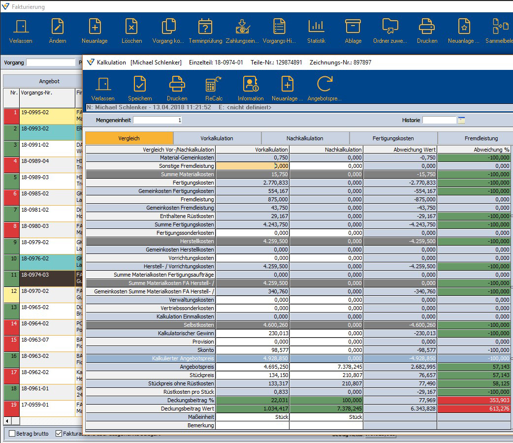 JOBDISPO screenshot: New User Interface FAUSER ERP V7