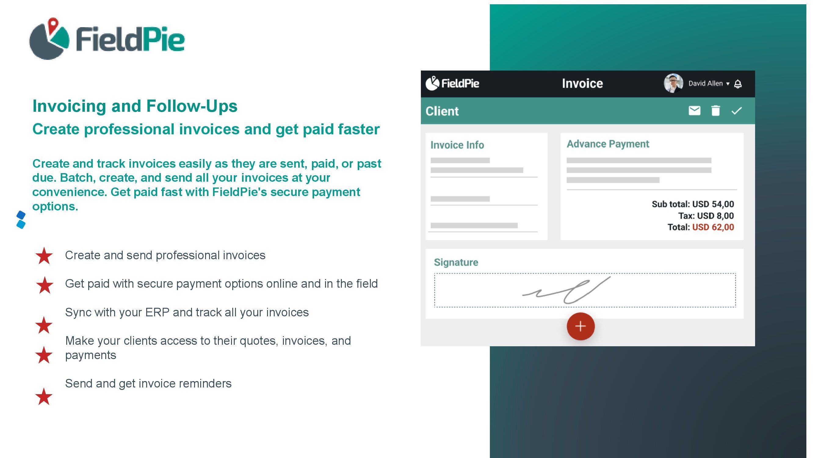 FieldPie Software - FieldPie invoicing