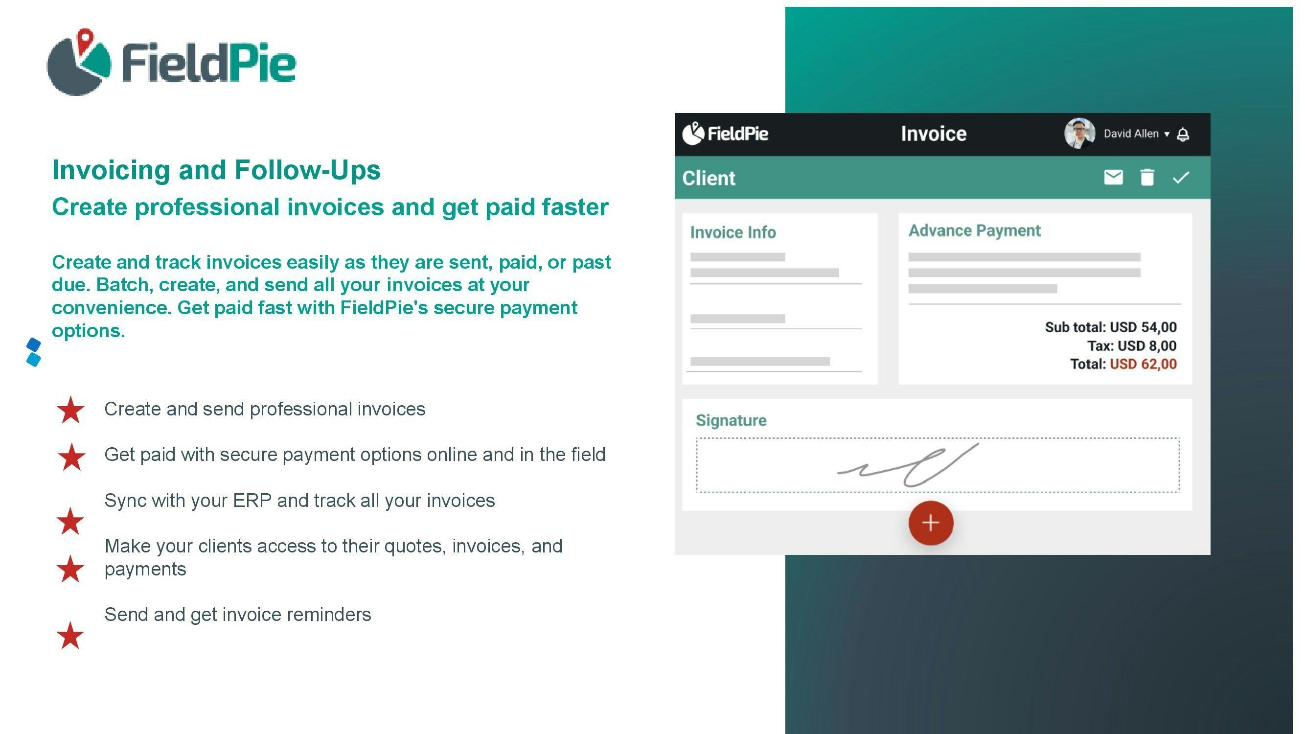 FieldPie Software - FieldPie invoicing