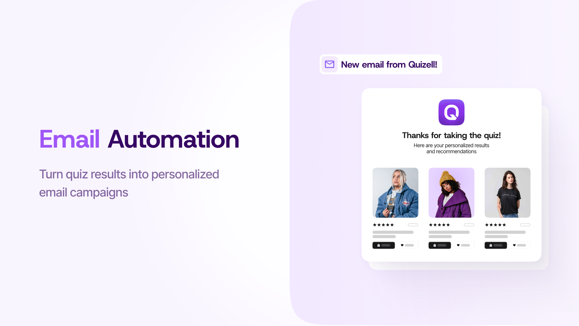 Quizell Software - Graphic showing Quizell syncing with Klaviyo, Mailchimp, and HubSpot. Highlights easy lead capture and automatic data syncing across marketing platforms.